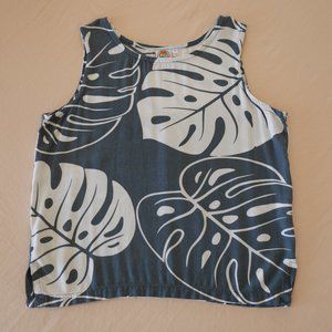 Botanical Print Sleeveless Blouse